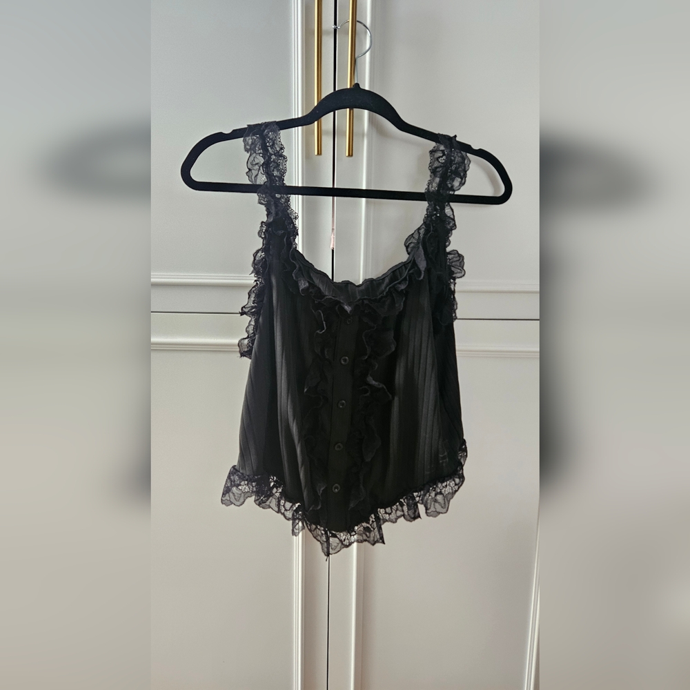 Black Lace Ruffle Camisole